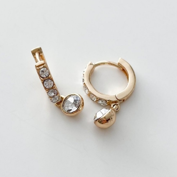 NWT J Crew Pavé Crystal Huggie Charm Earrings - Picture 3 of 7